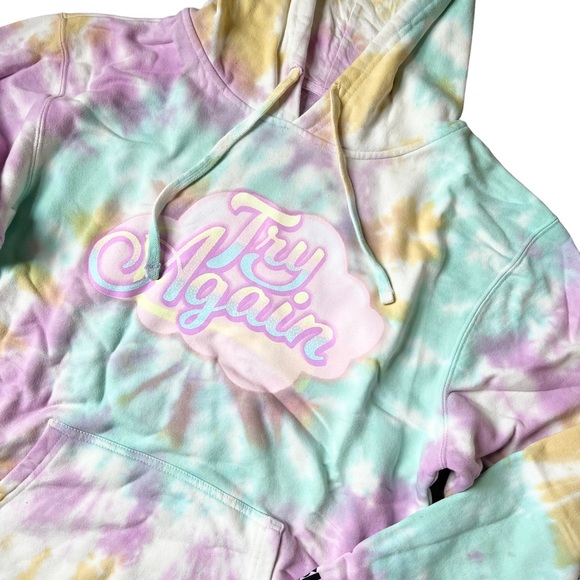 By Samii Ryan BSR Try Again Multicolor Tie Dye Hoodie Size Medium NEW - Picture 2 of 7